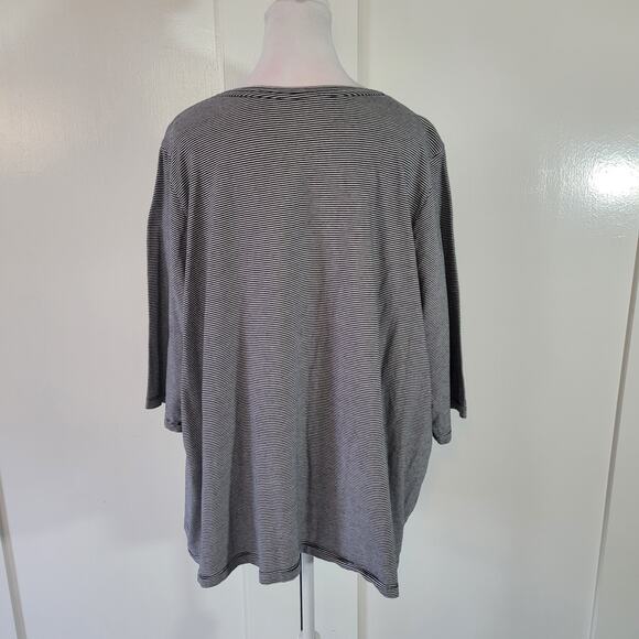 Catherines Size 3x WP Lace Floral Black White Striped Casual Tee Basics Feminine - Picture 3 of 10